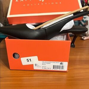 Kate Spade Black Nappa Slingback Heels